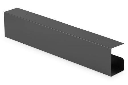 Kanał stalowy do organizacji kabli / listew zasilających pod biurkiem, montaż śruby, 60 cm, czarny