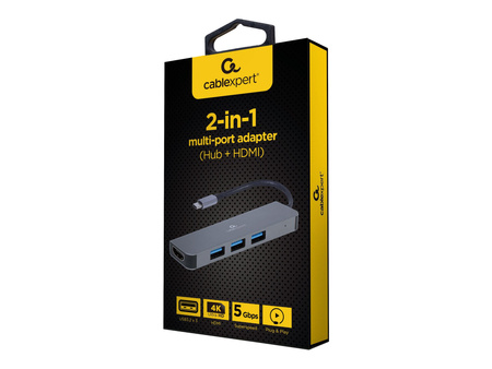 GEMBIRD A-CM-COMBO2-01 Multi Port Adapter USB Type C 2in1 HUB USB HDMI