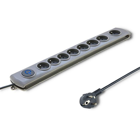 Listwa zasilająca antyprzepięciowa Qoltec Quick Switch | 8 gniazd | 1,8m | szara