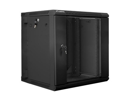 Szafa instalacyjna Rack dwusekcyjna wisząca 19" 12U 600x600 czarna Lanberg (flat pack)