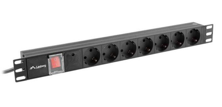 Listwa zasilająca Rack PDU 19"  1U 10A 7X SCHUKO 2m czarny C14