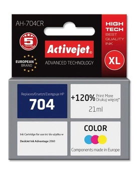 Activejet AH-704CR Tusz (zamiennik HP 704 CN693AE; Premium; 21 ml; kolor)
