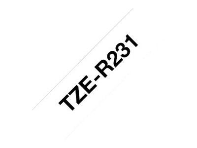 BROTHER TZER231 Taśma Brother 12mm Black/White ribbon tape