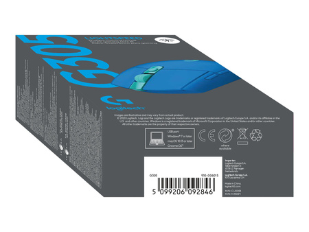 LOGITECH G305 LIGHTSPEED Wireless Gaming Mouse - BLUE - EER2 - Towar z uszkodzonym opakowaniem (P)