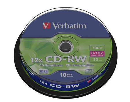 Płyty CD-RW Verbatim 700MB Scratch Resistant X12 (Cake 10)