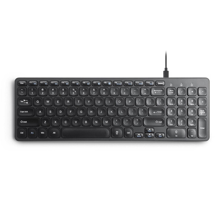 Klawiatura przewodowa Perixx PERIBOARD-215 scissor, ultra-flat, czarna, 4x HUB (2x USB-A, 2x USB-C)  