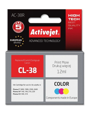 Activejet AC-38R Tusz (zamiennik Canon CL-38; Premium; 12 ml; kolor)