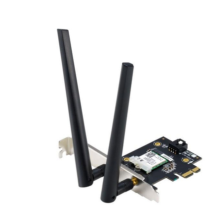 ASUS PCE-AXE5400 AXE5400 Tri Band PCI-E WiFi 6E (802.11ax).  Bluetooth 5.2, WPA3 network security, OFDMA and MU-MIMO