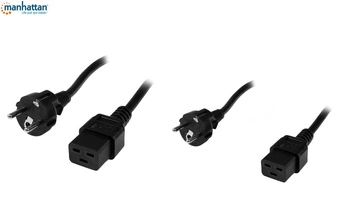 Kabel zasilający Manhattan IEC320 Schuko / C19 16A 2,5m czarny