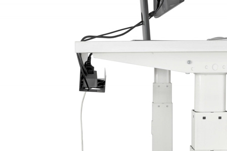 Kanał stalowy do organizacji kabli / listew zasilających pod biurkiem, montaż śruby, 60 cm, czarny