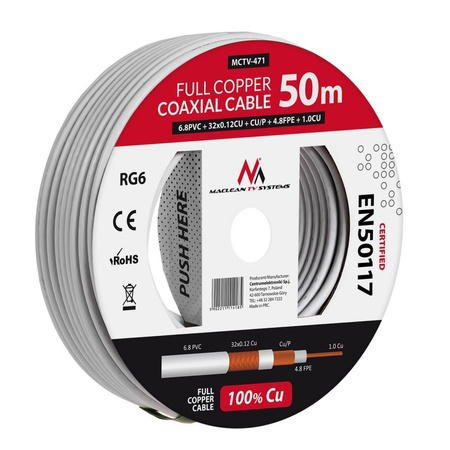 Kabel koncentryczny RG6 50m MCTV-471 