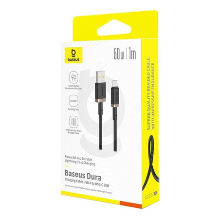Kabel Baseus Dura USB-Typ C 60W 1m (czarno-złoty)