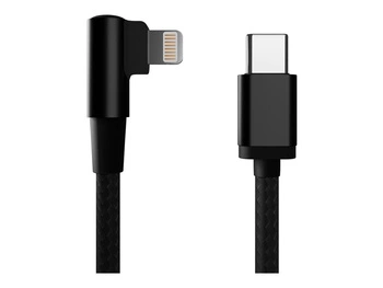 GEMBIRD Kabel USB-C - do 8 pin kątowy w oplocie tekstylnym 0.2m czarny