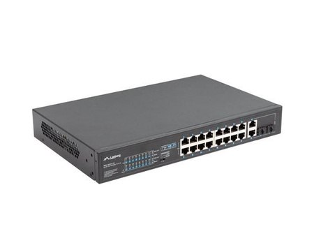 Przełącznik Switch 16X100MB POE+/2XCombo niezarządzalny rack 19 cali Gigabit Ethernet 150W