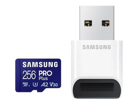 SAMSUNG PRO Plus microSD 256GB Up to 180MB/s Read and 130MB/s Write speed with Class 10 4K UHD incl. Card reader 2023