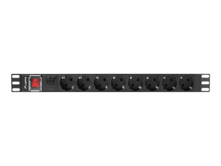 LANBERG listwa zasilajaca rack PDU 19inch 1U 16A 8x Shuko 2m czarna