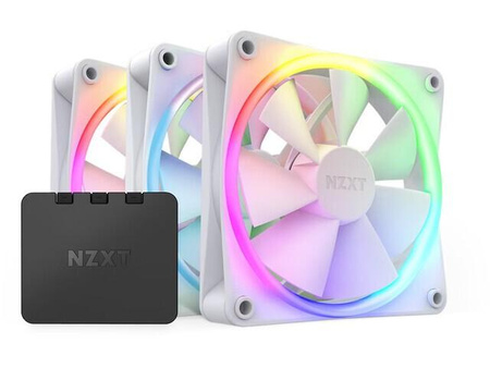 Zestaw 3 Wentylatory NZXT F120 RGB Kontroler Biały 