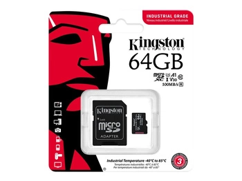 KINGSTON 64GB microSDXC Industrial C10 A1 pSLC Card + SD Adapter