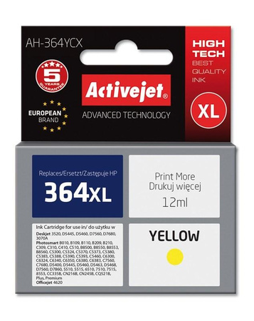 Activejet AH-364YCX Tusz (zamiennik HP 364XL CB325EE; Premium; 12 ml; żółty)