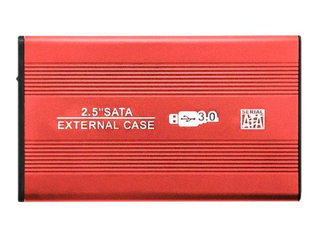 QOLTEC External Hard Drive Case HDD/SSD 2.5inch SATA3 USB 3.0 Red