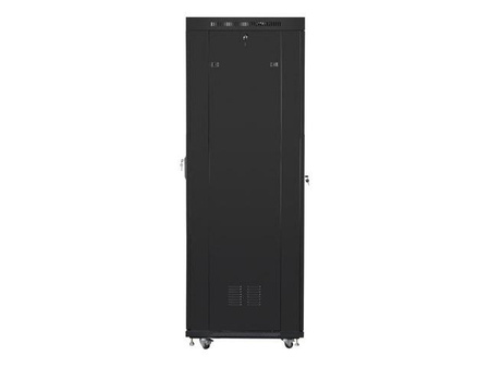 Szafa instalacyjna rack stojąca 19 42U 600x800 czarna, drzwi szklane lcd (Flat pack)