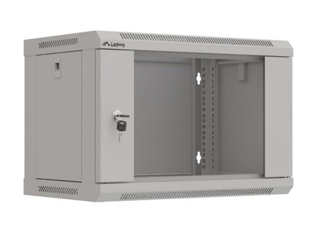 Szafa instalacyjna rack wisząca 19" 6U 540x350 szara drzwi przeszklone ( flat pack) 