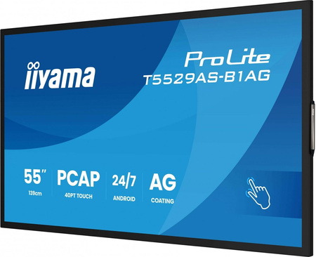 Monitor 55 cali T5529AS-B1AG VA,4K,HDMIx2,USB-C,RJ45,2x10W,WiFi,     Android 14, Signal FailOver, Whiteboard, iiSignage2 (CMS), iiControl (DMS),   iiS