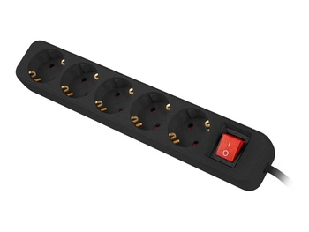 LANBERG Listwa zasilajaca 5x Shuko 3m z wylacznikiem kabel z pelnej miedzi czarna