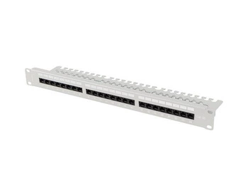 LANBERG Patch panel 24 port 1U 19 cali Kat.5e UTP z organizerem kablowym czarny