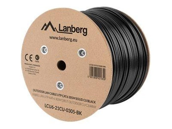 LANBERG LCU6-21CU-0305-BK Lanberg kabel instalacyjny UTP, kat. 6, drut OUTDOOR CU, 305m, czarny