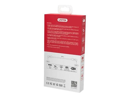 UNITEK C14082ABK Kabel 1M PD USB C 100W USB C czarny