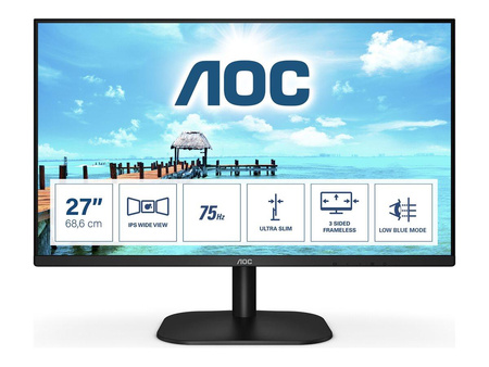 AOC 27B2H 27inch IPS FHD 1920x1080 16:9 250cd/m2 1000:1 7ms HDMI1.4 and VGA inputs Lowblue Mode VESA Compatible
