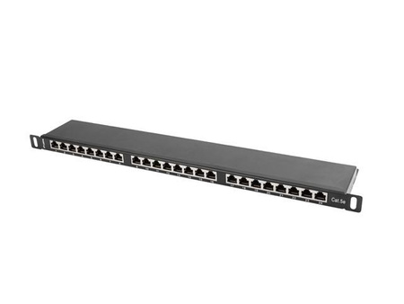 Patch Panel 24 Port 0.5U Kat.5E czarny ekranowany 