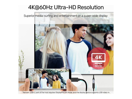 UNITEK C14086BK-1.5m Przedłużacz Kabel USB-C 4K 60HZ PD 20V/5A 1.5m C14086BK-1.5m