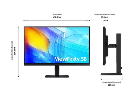 SAMSUNG LS27D800EAUXE 27inch 16:9 3840x2160 IPS 5ms 350nits 60Hz HDR10sRGB HAS Swivel Pivot Tilt HDMI DP USB3 Hub VESA100 HDMI cable
