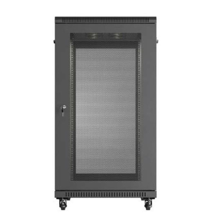 Szafa instalacyjna rack stojąca 19" 22U 600x1000 czarna drzwi perforowane ( flat pack)