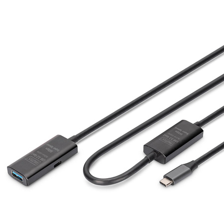 Kabel przedłużający aktywny DIGITUS DA-73111, USB 3.2 Gen1, 5Gbps, USB-C - USB-A, 10m - OTW OPAK