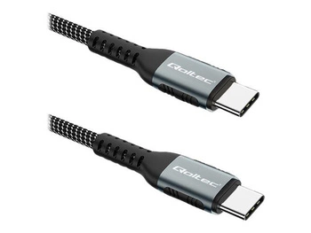 QOLTEC 52357 USB 2.0 type C Cable USB 2.0 type C 100W QC 3.0 PD 1m Black