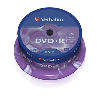Płyty DVD+R Verbatim 16x 4.7GB Matt Silver (cake 25)
