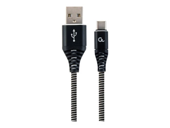 GEMBIRD CC-USB2B-AMCM-2M-BW Gembird premium kabel USB-C 2.0 (AM/CM) metalowe wtyki, oplot, 2m, czarny/biały