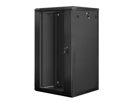 Szafa instalacyjna Rack wisząca 19" 22U 600x600 czarna Lanberg (flack pack)