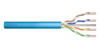 Kabel teleinformatyczny instalacyjny DIGITUS kat.6A, U/UTP, Dca, AWG 23/1, LSOH, 100m, niebieski, ofoliowany
