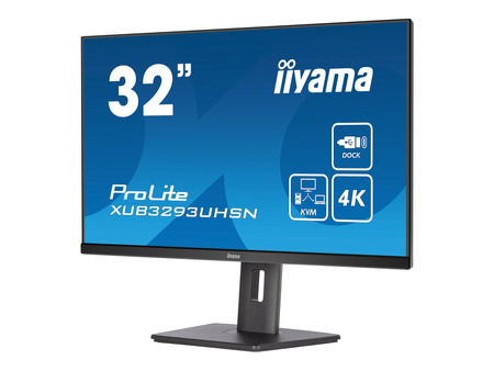 IIYAMA XUB3293UHSN-B5 32inch ETE IPS 3840x2160 UHD 1000:1 350cd/m2 4ms HDMI DP USB-C Dock LAN 65W PD Speakers 15cm Height Adj. (P)