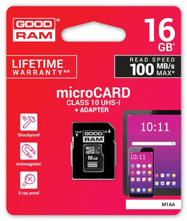 Karta microSDHC 16GB CL10 + adapter