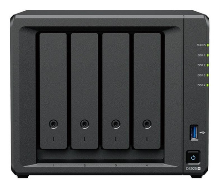 NAS Synology DS925+; Tower; 4x (3.5" SATA HDD); AMD Ryzer V1500B; 4 GB DDR4 ECC SODIMM (max. 32GB)