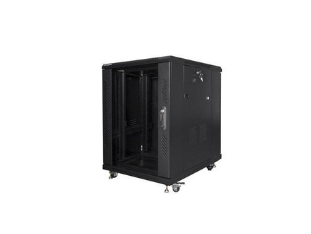 Szafa instalacyjna Rack stojąca 19" 15U 600x800 czarna Lanberg (flat pack)