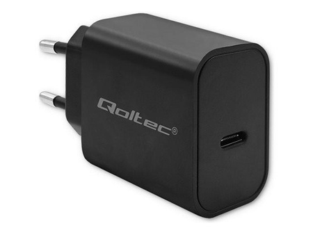 QOLTEC 52376 Ładowarka Super Quick PD USB-C 20W 5-12V 1.67-3A Czarna