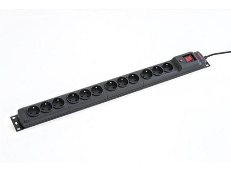 Listwa przeciwprzepięciowa M12/16A Rack 19'' 1.5m czarna   (12 gniazd) 