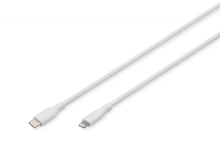 Kabel połączeniowy silikonowy USB-C - Lightning, USB 2.0 60W, certyfikat MFI, 1m Biały