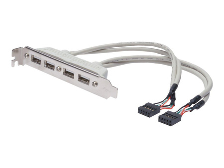 DIGITUS AK-300304-002-E Kabel na śledziu USB 2.0 HighSpeed Typ 2xIDC (5pin)/4xUSB A M/Ż szary 0,25m